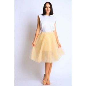 Women Princess Tulle Knee Length A Line Ballet Skirt Underskirt XS,S,M,L,XL